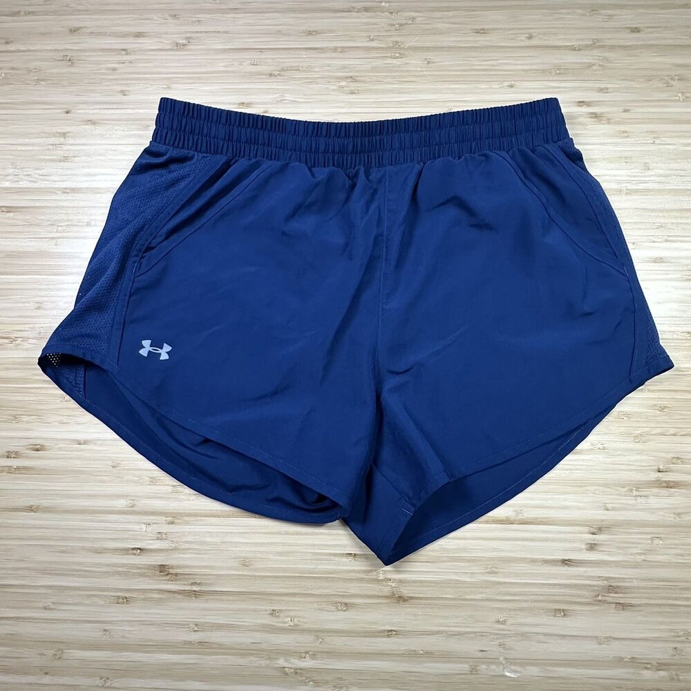 Under Armour Fly By Running Shorts Women S Blue Built-in Brief Sports Athletic